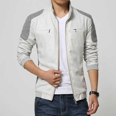 MIACAWOR, новинка, модная мужская куртка, весна-осень, хлопок, лен, Jaqueta Masculino, повседневная мужская куртка, приталенный пиджак MJ403 - Цвет: light gray