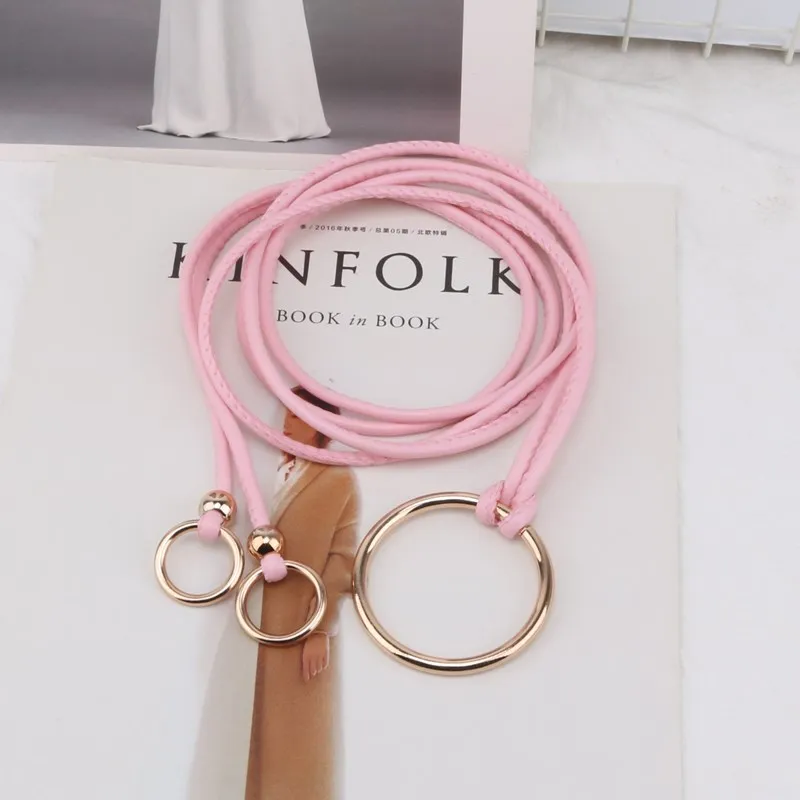 pink Тонкая талия женский кожаный пояс Чистый цвет поясные ремни женское платье Дикий небольшой ремень mujer cinto feminino cinturones горячая распродажа - Цвет: pink