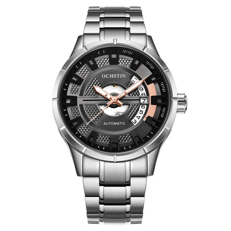OCHSTIN спортивные дизайнерские часы мужские часы Топ бренд класса люкс Montre Homme Часы Мужские автоматические часы с скелетом - Цвет: silver black 2023