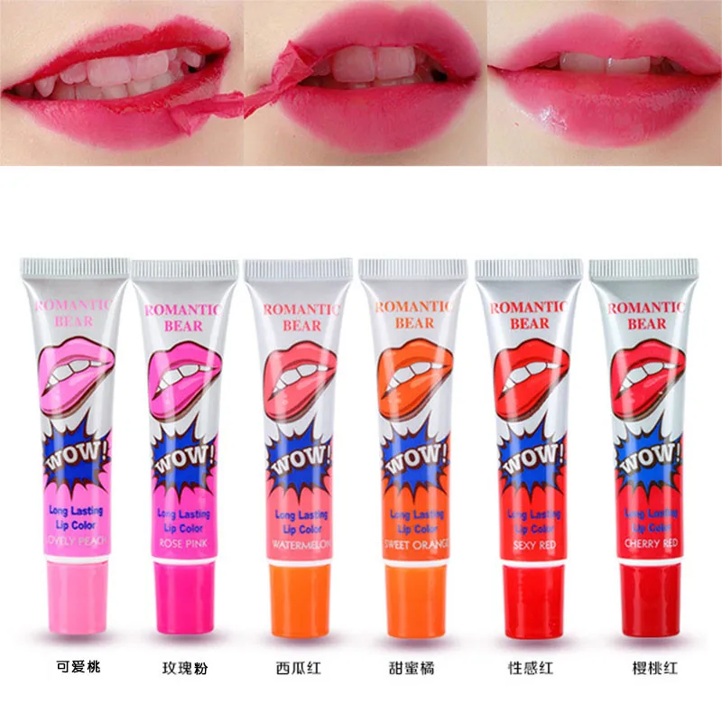 Романтический медведь Новый макияж жидкая губная помада Косметика отклеить