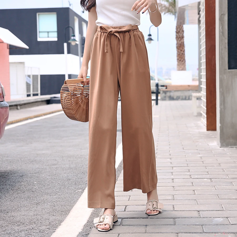 Корейские Летние Осенние женские широкие брюки с высокой талией повседневные