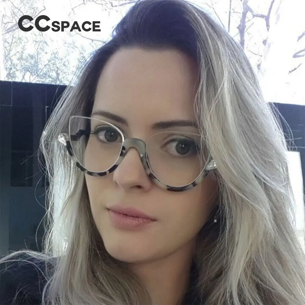 Полуоправа кошачий глаз, оправа для очков, женские трендовые стили CCSPACE, дизайнерские модные компьютерные очки, Lunette 45159