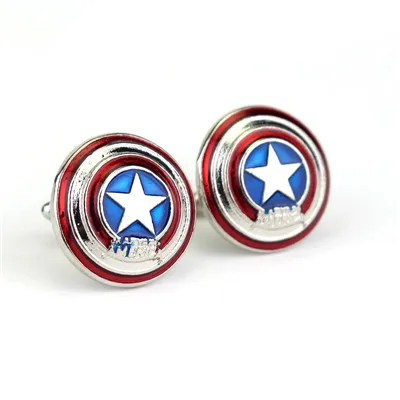 cufflinks Мстители Капитан Америка брелок для ключей Винтажный Классический красный Буле звезда эмалевый брелок Сувенирные аксессуары подарок для фанатов - Цвет: cufflinks