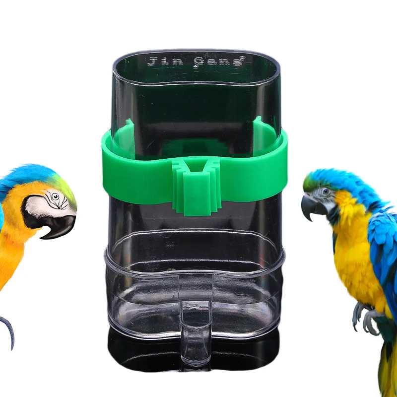 

1Pc 13*8cm Green Pet Bird Automatic Feeder Acrylic Water Drinker Food Waterer Bowl Cage Parrot Bird Feeder Farming Equipment