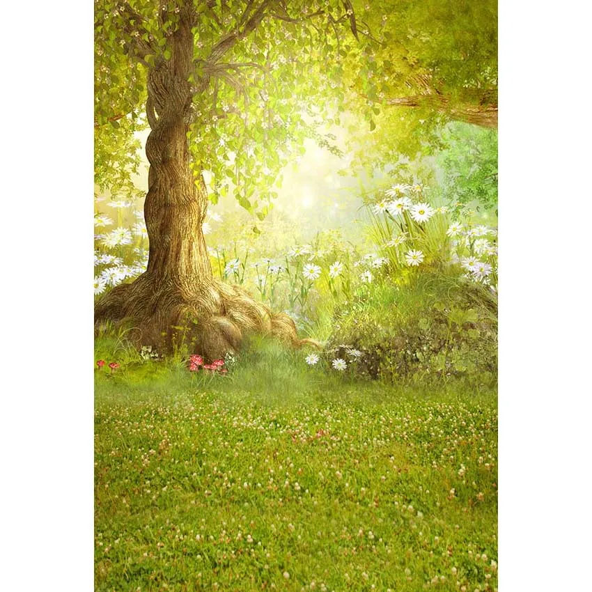 Фотографический фон лесной задник Луг цветок свободная природа дети весна живописный для фотостудии.