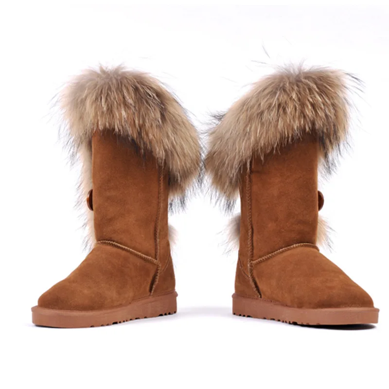 Zapatos De Mujer зимние сапоги с натуральным мехом енота 2018 модные женские толстые