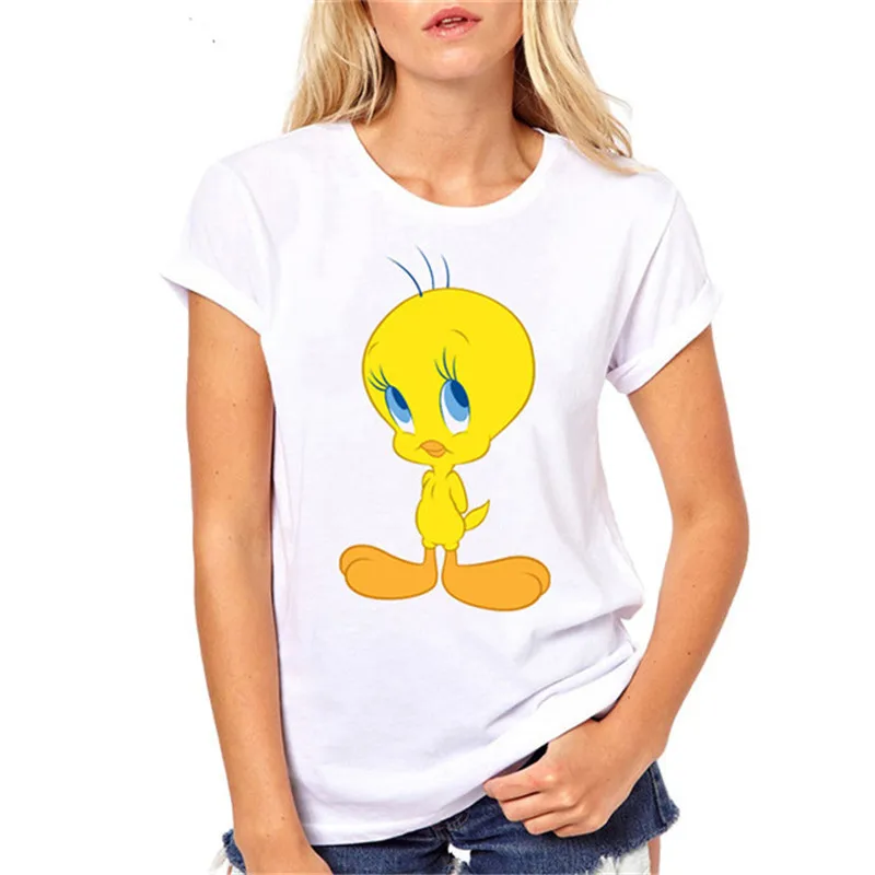 Летняя женская футболка Looney ttes Tweety Bird с мультяшным принтом летняя модная Милая
