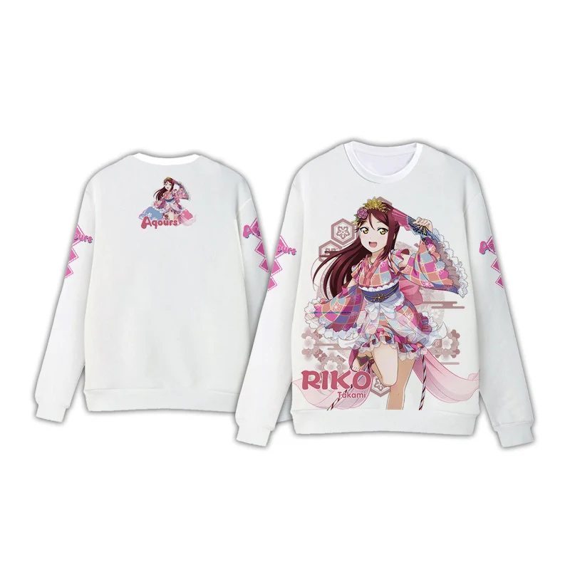 Lovelive солнце Aqours футболка с длинными рукавами Косплэй костюм Любовь в прямом эфире таками Чика балахон ежедневно Повседневное Толстовка Футболка