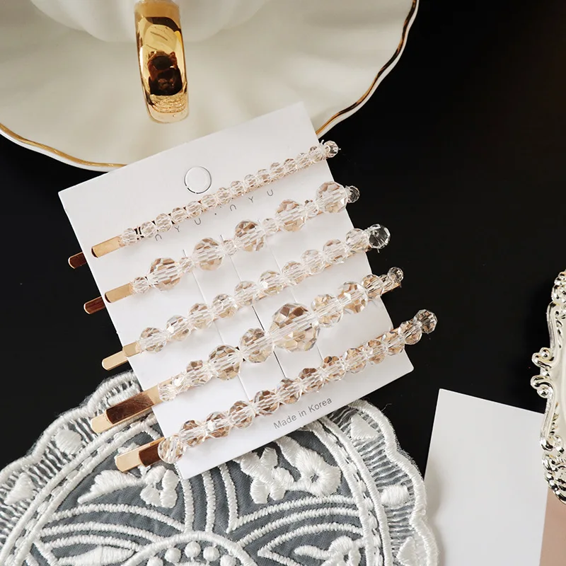 Новинка 2019 модные стильные прозрачные хрустальные бусинки Длинные заколки для