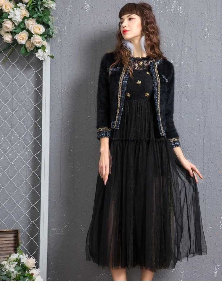 

2018 Autumn new small fragrance Mink Fur jacket womens short coat fur long sleeve slim overcoat female fashion outwear L1278