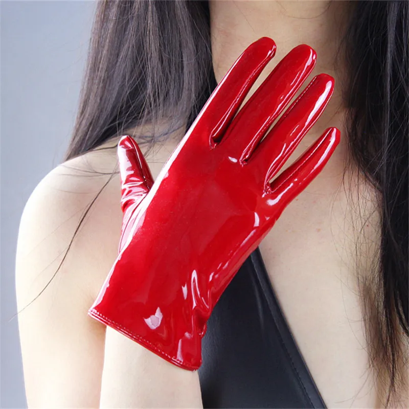 Женские перчатки из лакированной кожи пу женские ярко-красные искусственной с