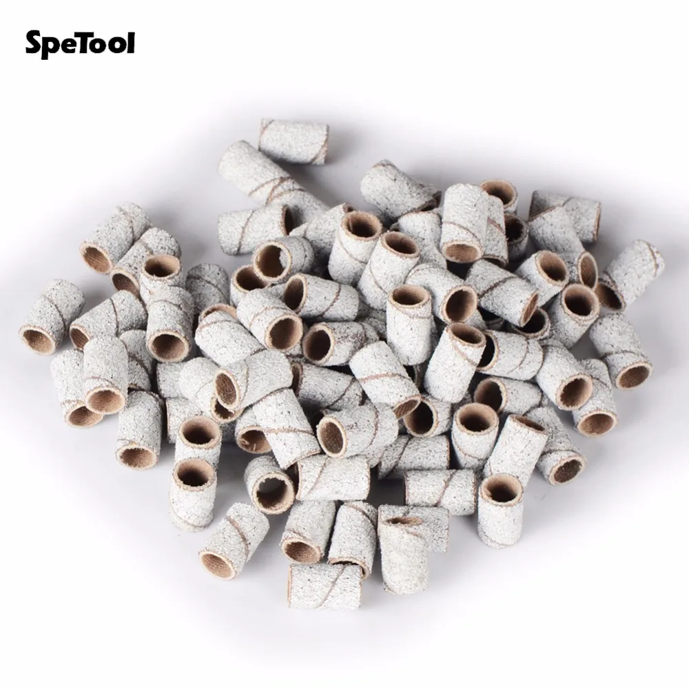 SpeTool 100 шт./лот+ 1 шт. оправки 120# шлифовальные ленты для удаления геля для ногтей, ножных мозолей, электрические маникюрные аксессуары, салонное средство для нейл-арта