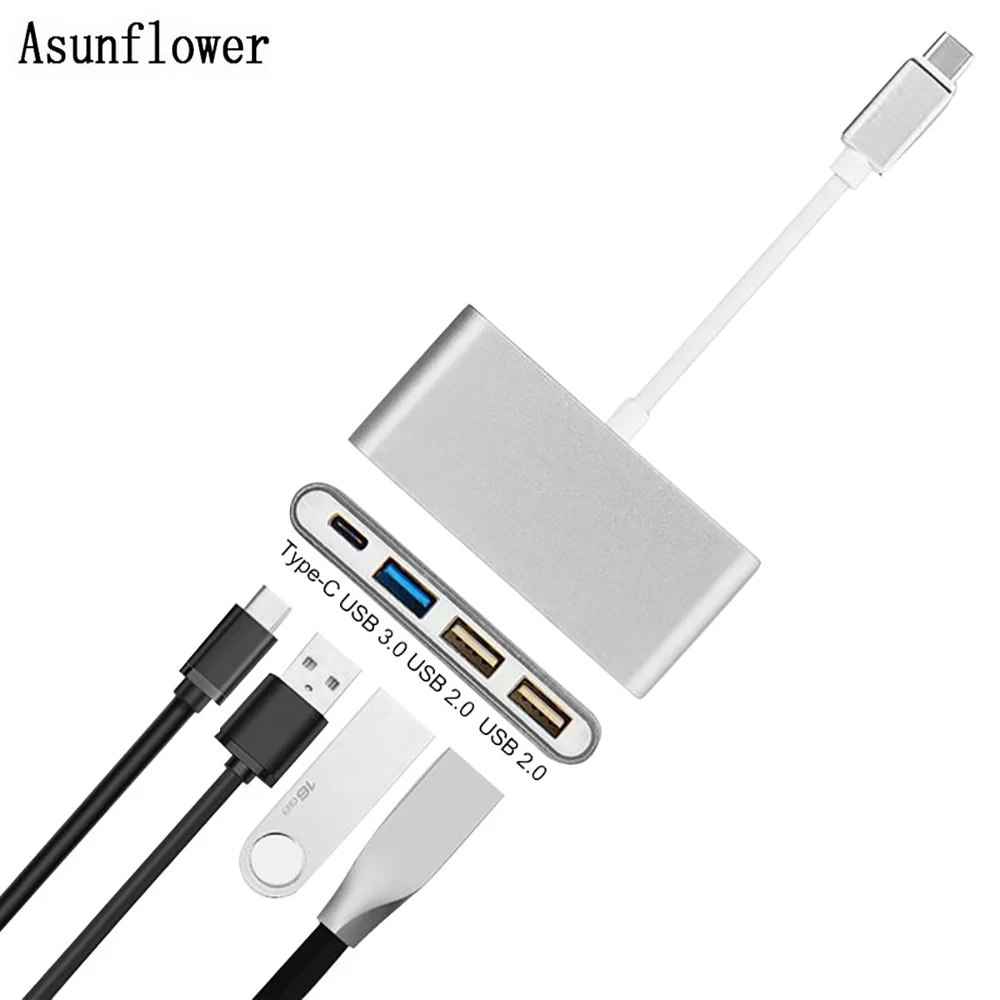 USB C концентратор type-C концентратор USB 3,0 концентратор разветвитель USB-C зарядки питания Соединительный Кабель-адаптер usb-хаб 3 порта для MacBook pc tablet