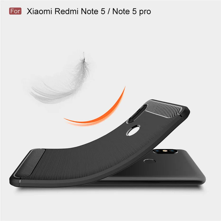 Силиконовый мягкий ТПУ чехол для Xiaomi Redmi Note 5 Pro углеродное волокно тяжелый