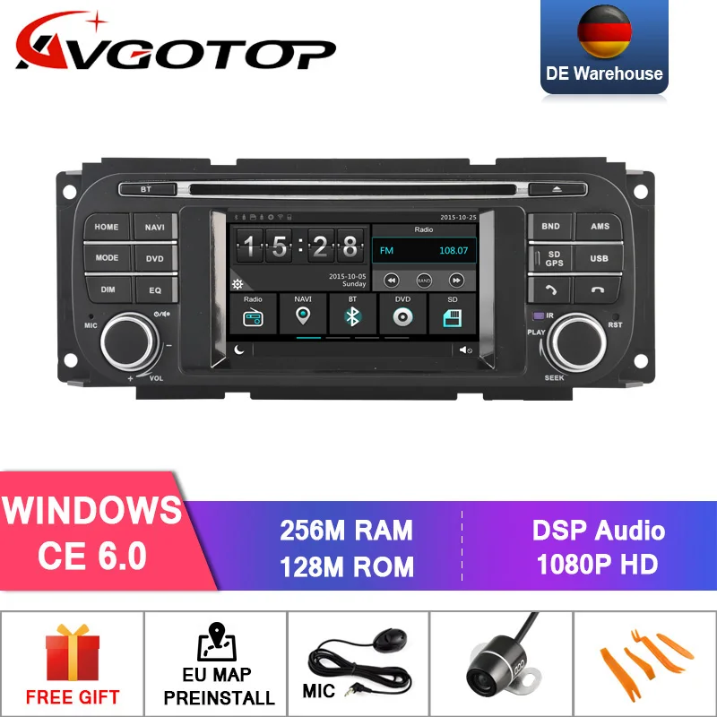 AVGOTOP автомобильный dvd-плеер для Chrysler Grand Voyager Windows CE 6,0 встроенный wifi Автомобильный видеорегистратор с радио/wifi+ DSP+ DAB+ OBD - Цвет: 16GB Black Frame