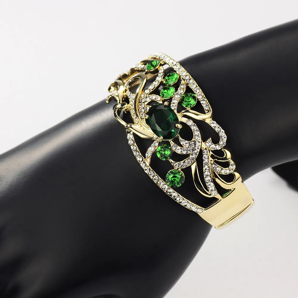 Neoglory австрийский хрустальный светильник желтое золото большие браслеты манжеты