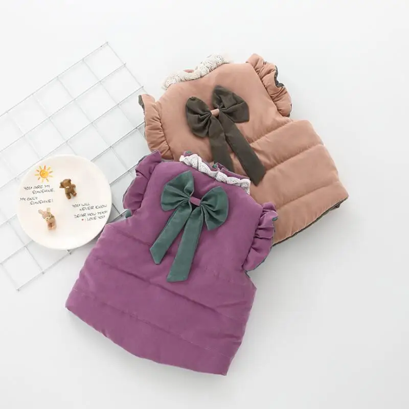 Демисезонный детский жилет с бантом для девочек JW6051 2018|infant vest|veste cutevest vest |