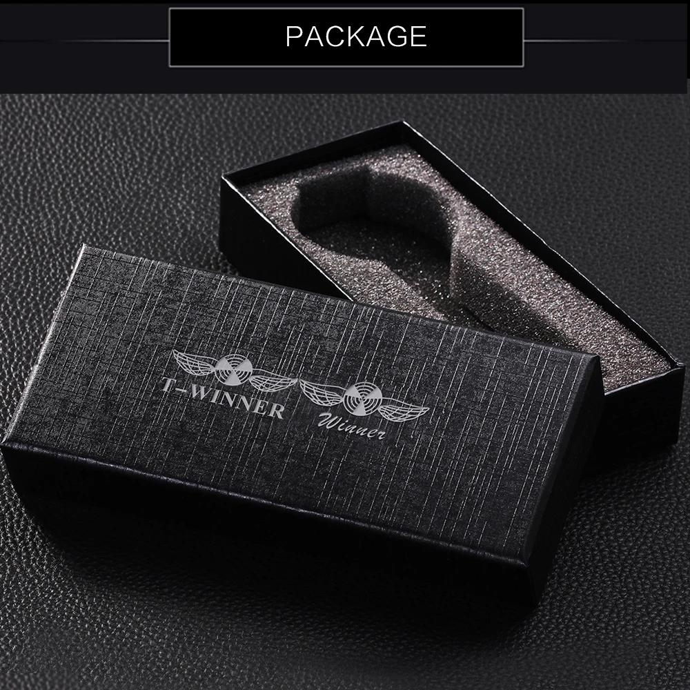 WINNER Классические Автоматические механические часы для мужчин с кожаным ремешком