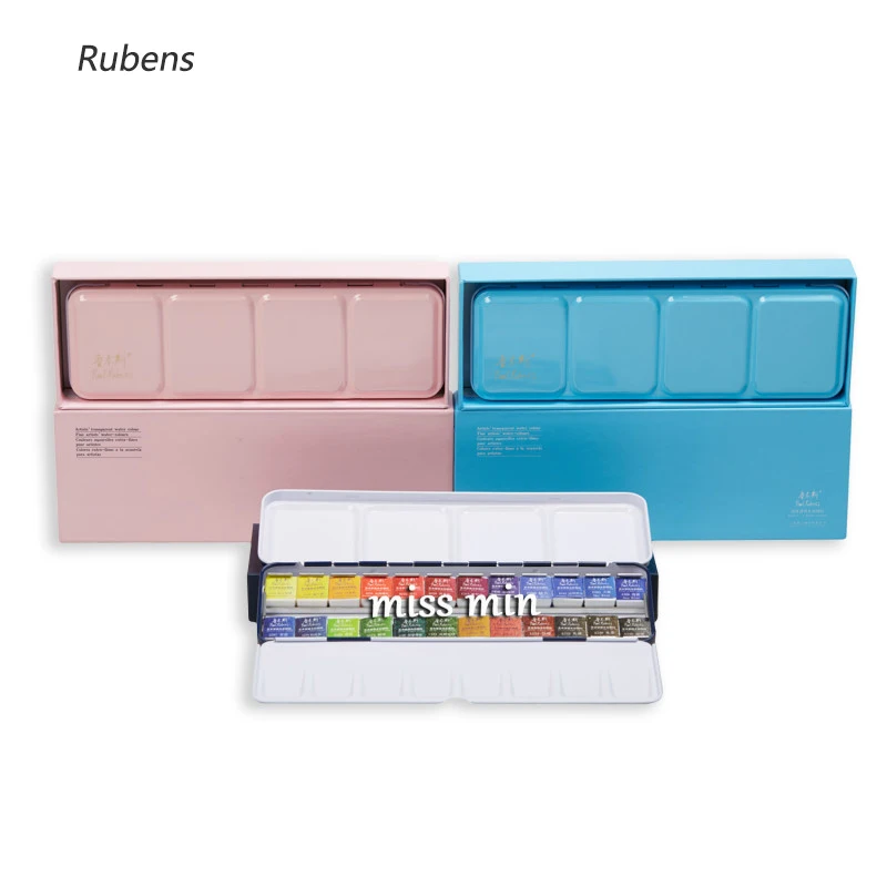 Rubens однотонный набор пигментов для акварели свежий Портативный железный ящик