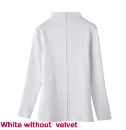 White Without Velvet Облегающий свитер с высоким воротом для женщин на осень и зиму, пуловер с длинным рукавом, хлопковые базовые Топы, S-3XL размера плюс, Harajuku, Pull Femme - Цвет: White Without Velvet