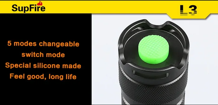 SupFire L3+ Тактический CREE XM-L2 T6 светодиодный фонарик с изменяемой длиной для самообороны с 2*226500 батареей