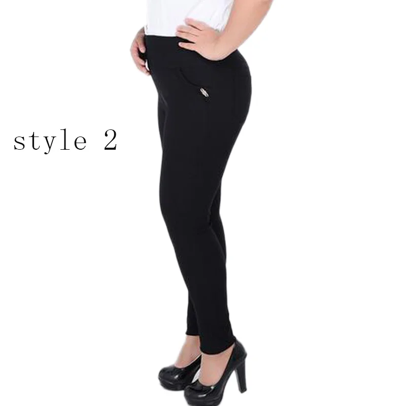 black-2 Pantalon, большие женские штаны размера плюс 6XL, эластичные штаны с высокой талией, женские длинные штаны, ретро брюки, обтягивающие брюки-карандаш F69 - Цвет: black-2