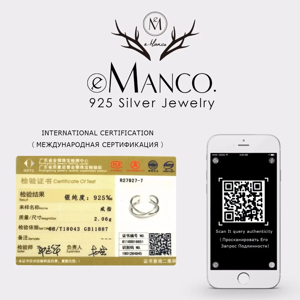 E-Manco кольцо из стерлингового серебра 925 женские модные популярные украшения