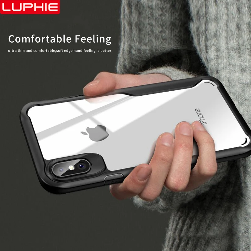 LUPHIE противоударный защитный чехол для iPhone 11 12 Pro XR 8 7 Plus Прозрачный 6 XS Max роскошный
