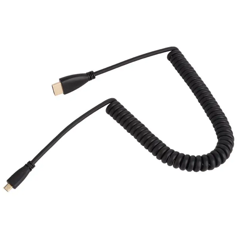 HDMI к прямым углом Mini HDMI Micro Hdmi витая пружина гибкий кабель с ПВХ изоляцией V1.4 DSLR HD видео кабели