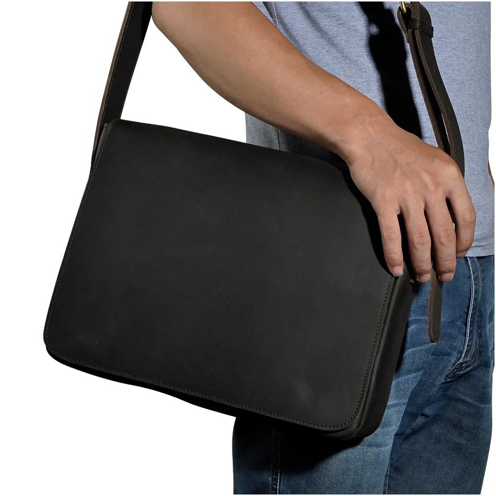 Crazy Horse Leather Male Design Casual College Shoulder Messenger Crossbody bag Fashion Laptop Satchel School Book 3164d |