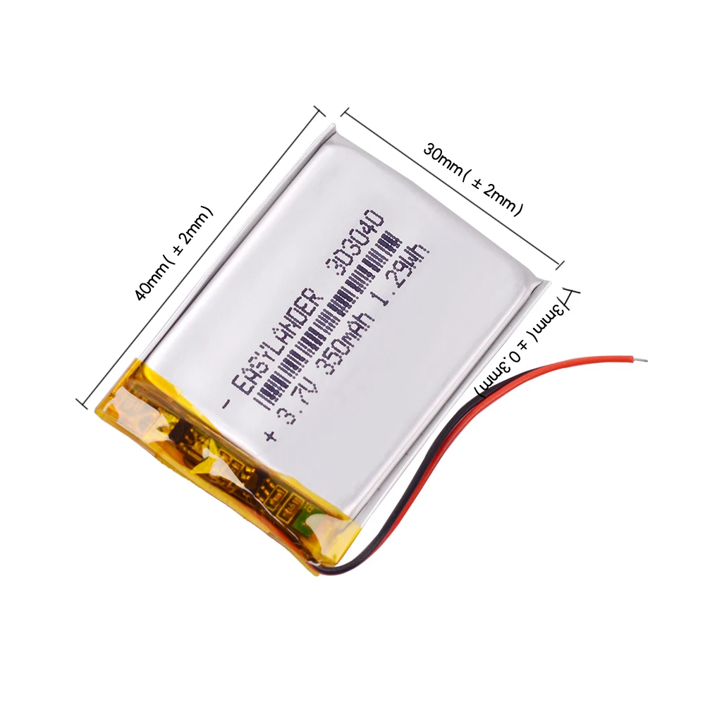 10 шт./лот 3 7 V 350mAh 303040 перезаряжаемый литий-полимерный литий-ионный аккумулятор