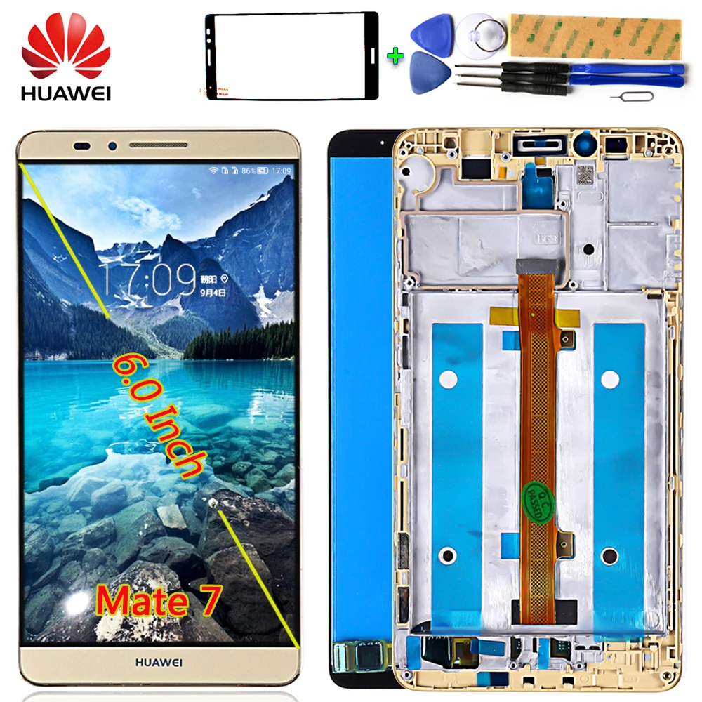 Huawei Mate 7 ЖК дисплей сенсорный экран дигитайзер панель в сборе 6 0 дюймов 1920*1080 рамка