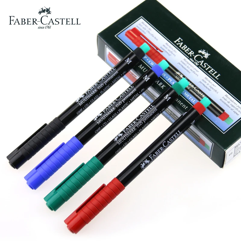 Faber castell 5 Pcs MULTIMARK fibre tip technical pen with Special eraser oil based colored Multimark on most surfaces | Канцтовары для