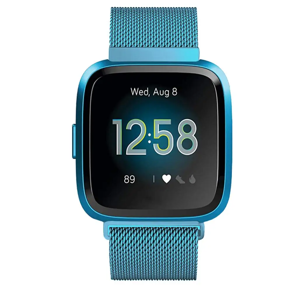 Sky Blue For S Магнитная Миланская петля металлический ремешок из нержавеющей стали ремешок для Fitbit Versa Lite Смарт часы 20 мм - Цвет: Sky Blue For S