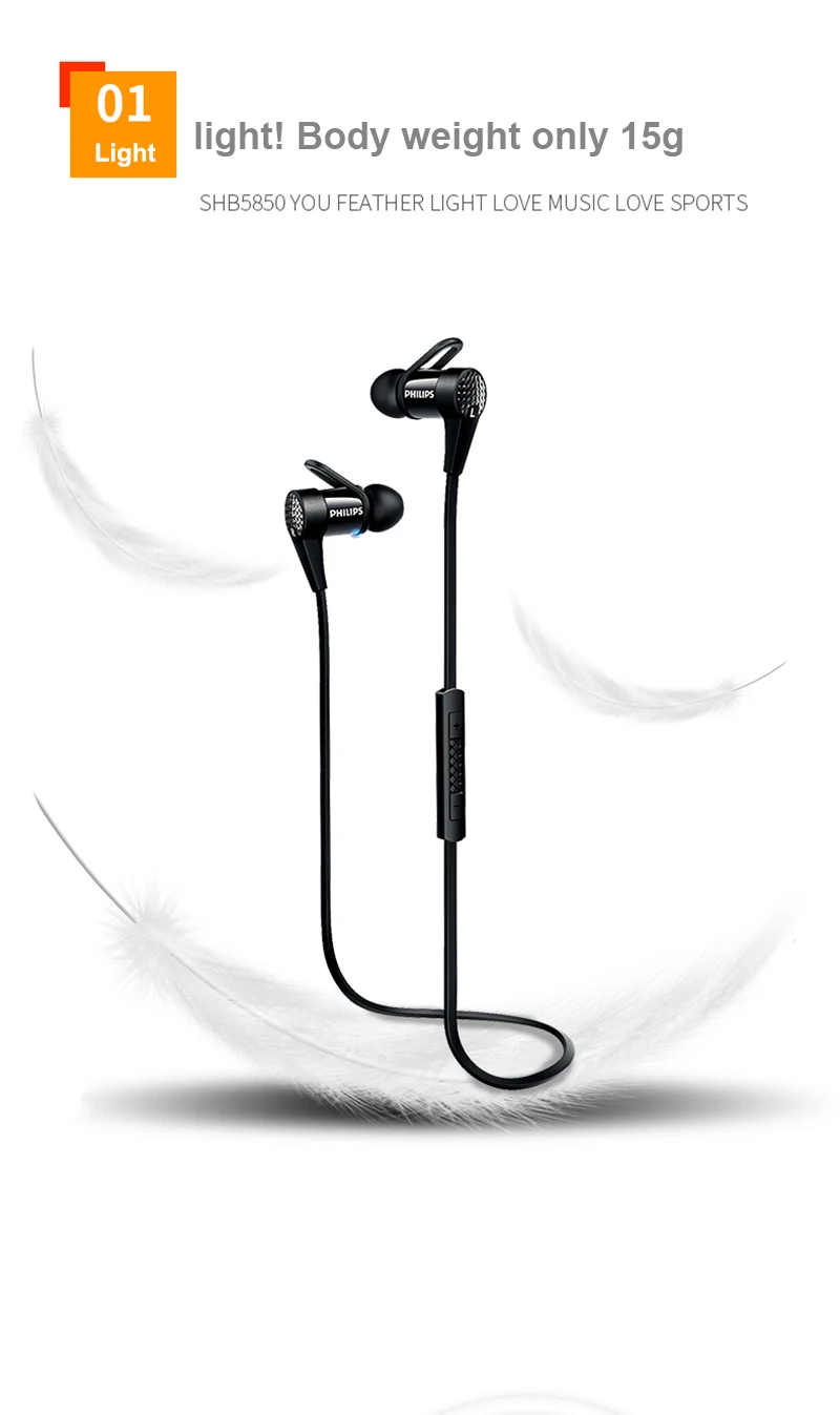 Оригинальные Наушники Philips SHB5800, bluetooth-соединение, проводное управление с микрофоном, Micro USB, зарядка, гарнитуры, поддержка функции NFC