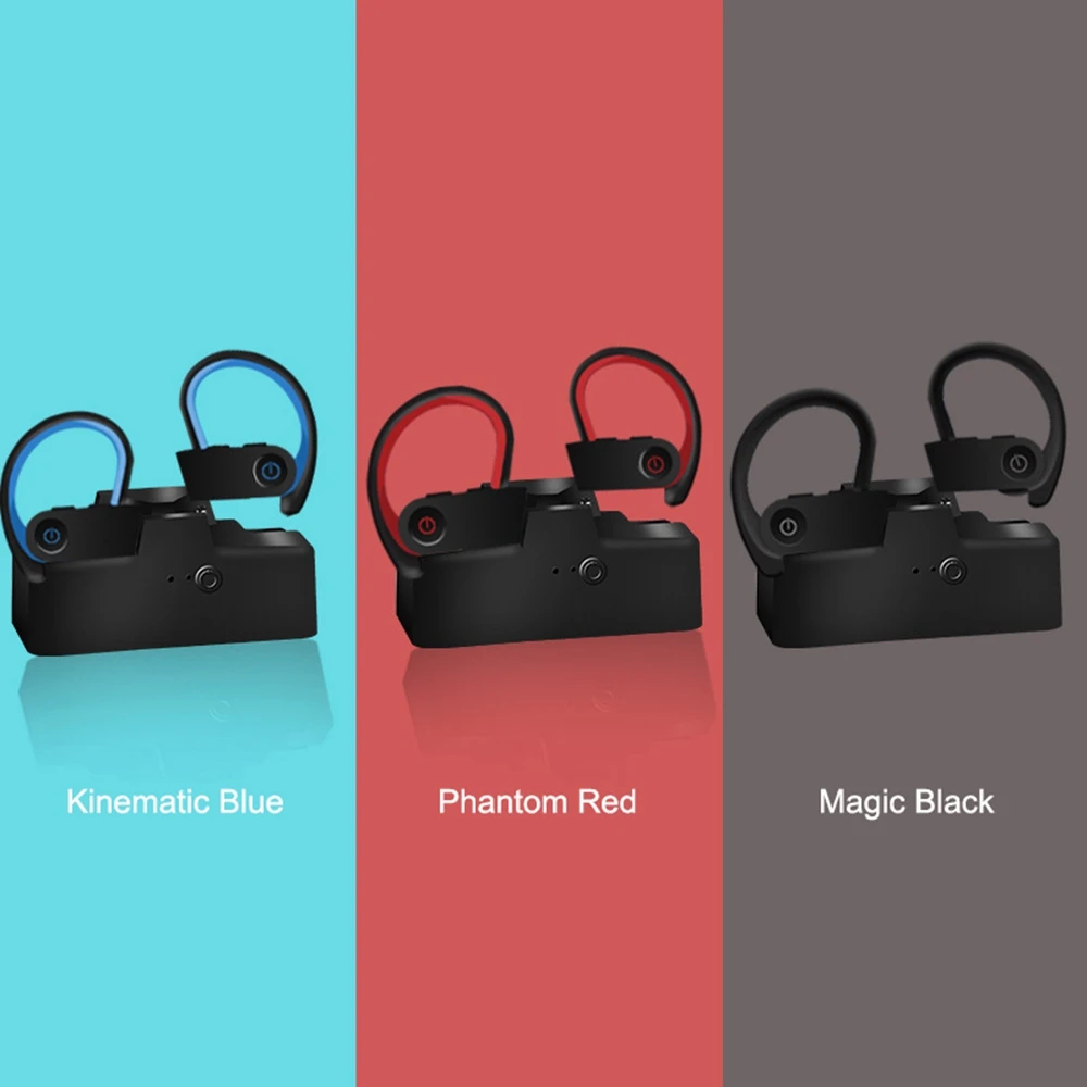 True Wireless Earphones Bluetooth V5.0 TWS Stereo Sport Sweatproof Headset Long Battery Life with Mic With Charging Box