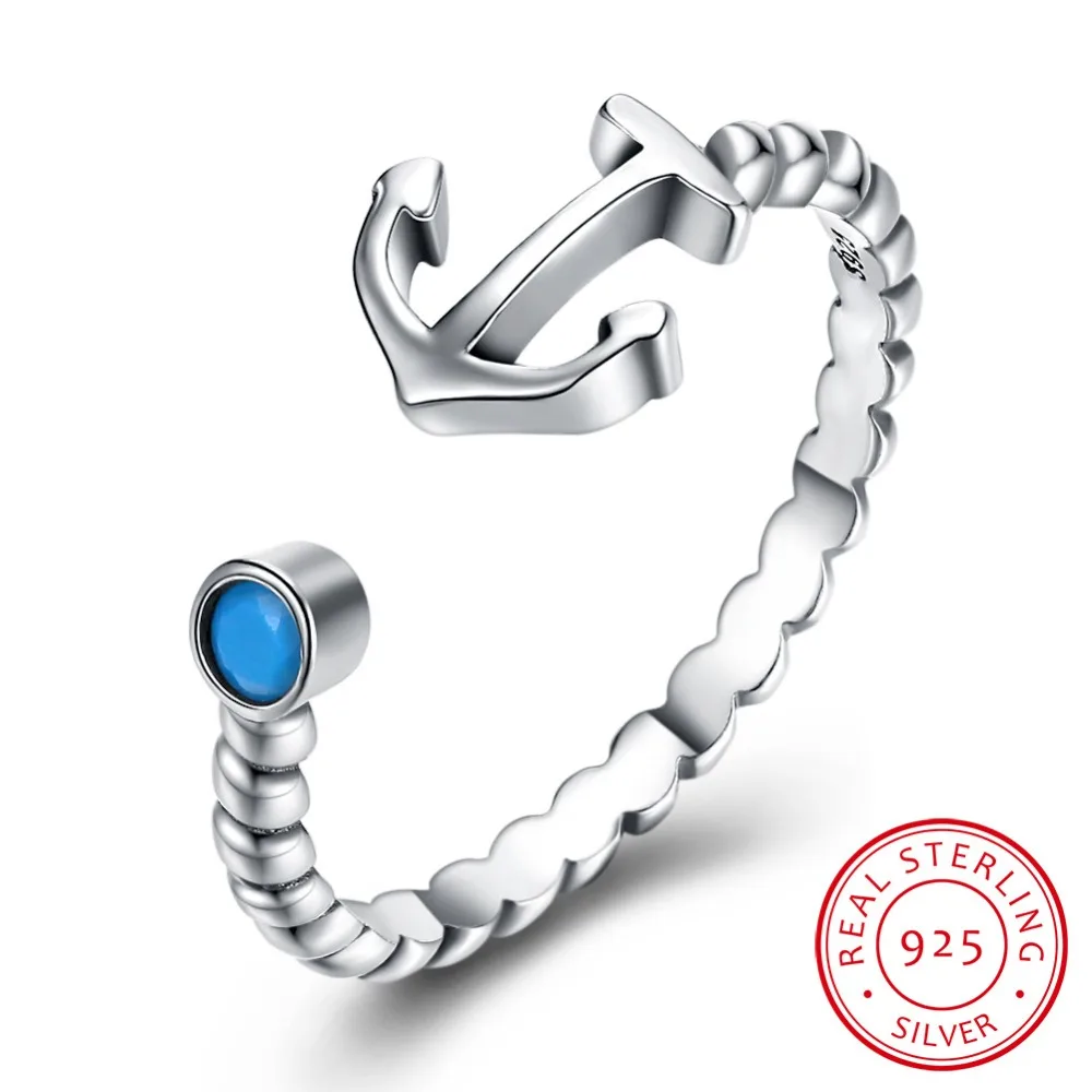 

2022 Sale Fine jewelry jewelry s925 sterling silver Crystals FromSwarovskis Retro style simple anchor opening ring