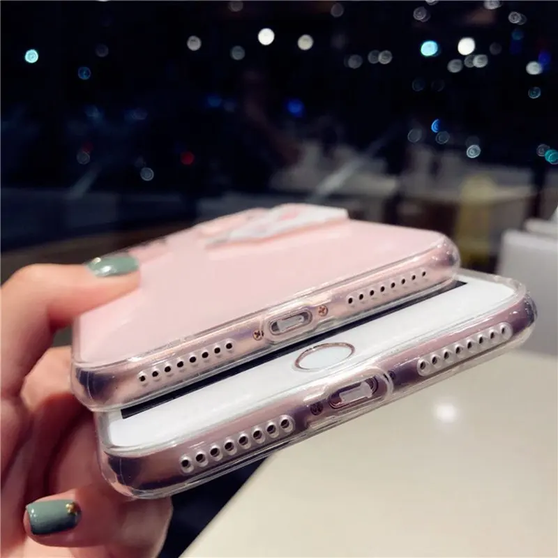KISSCASE Cute Animal Case For iPhone 6 6S 7 8 Plus X Glossy Transparent Phone Cases Girly Back Covers |