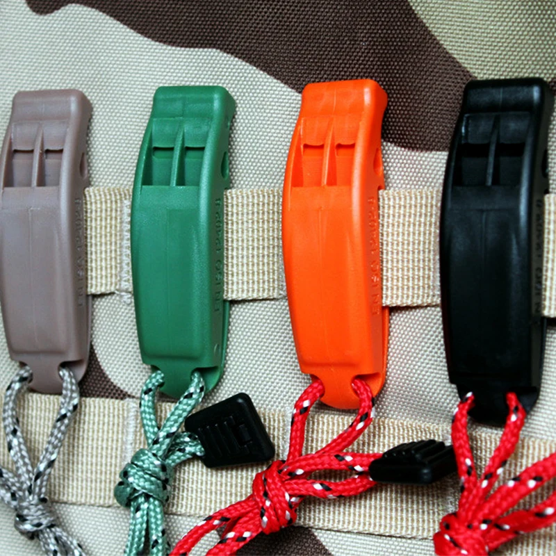 Система Molle, двухдиапазонный свисток для спорта на открытом воздухе, спасательный свисток, аварийный свисток SOS, приветствие чирлидеров с веревкой