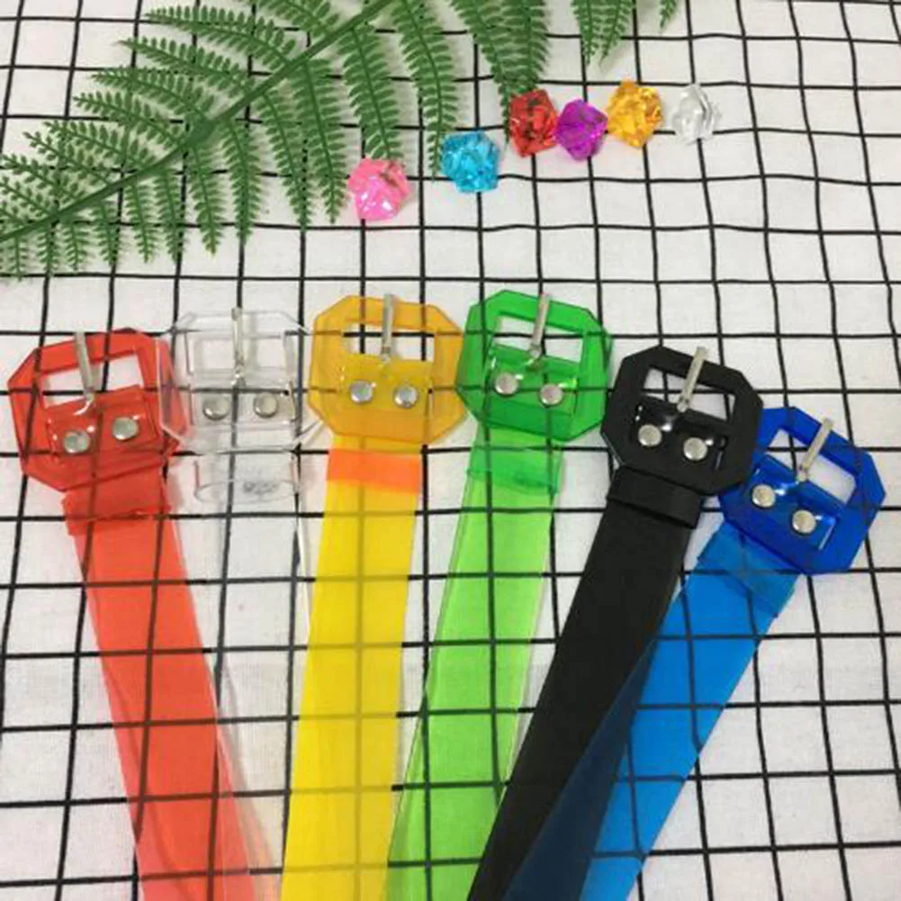 Женский поясной ремень разноцветный прозрачный из смолы для платья пластиковый