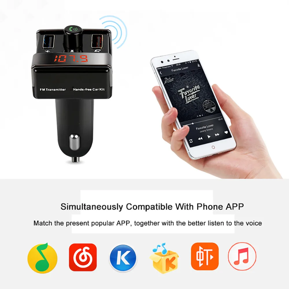 Беспроводной Bluetooth автомобильный комплект MP3-плеер FM передатчик модулятор USB SD ЖК дисплей удаленного челнока 171219