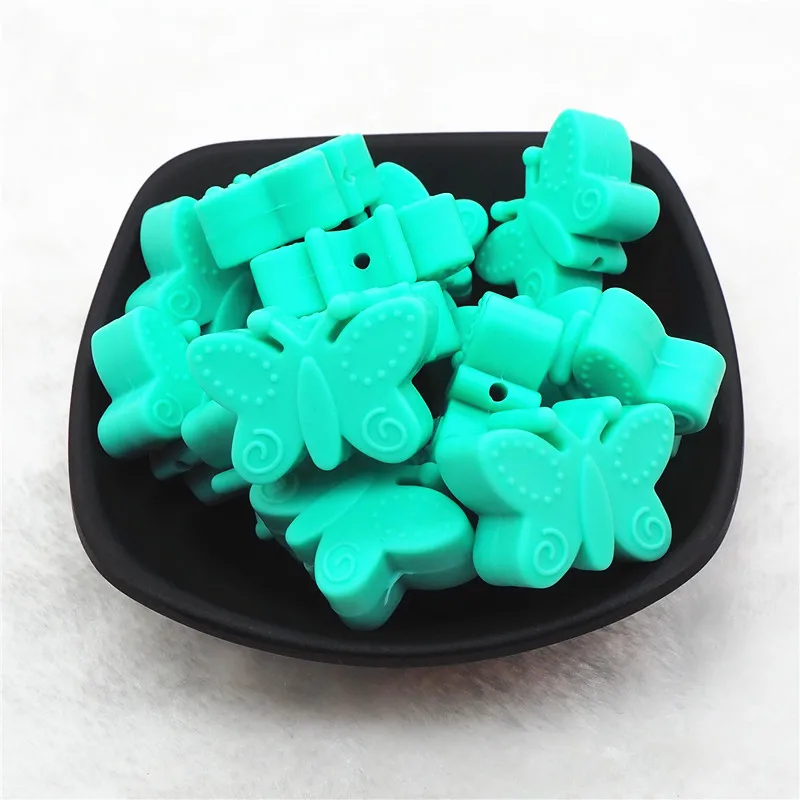 Chenkai 50 шт. без БФА, силиконовый Бабочка игрушка бусины DIY детские животные Прорезыватель для зубов Монтессори сенсорные украшения для изготовления ювелирных изделий игрушечный бисер