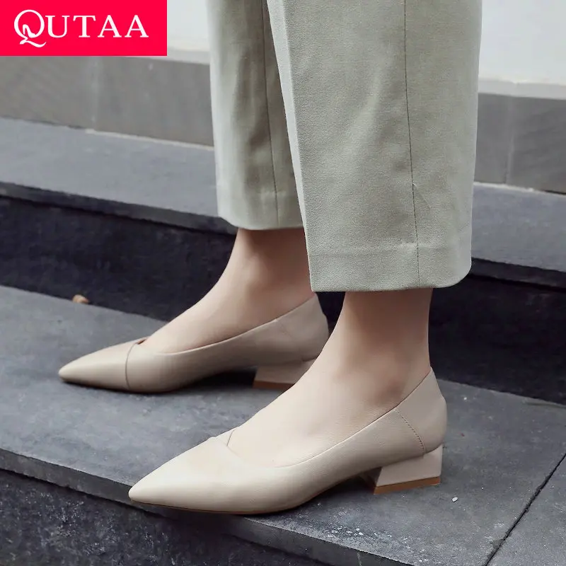 Женские туфли лодочки QUTAA повседневные на платформе с острым носком без шнуровки
