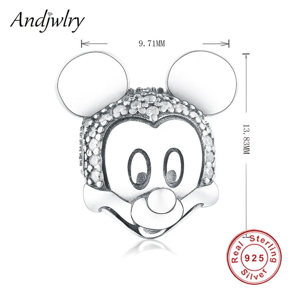 Ajw0982 Fit Pandora шармы 925 пробы серебро браслет бусины Микки, Минни шармы мультфильм бусины для изготовления ювелирных изделий Berloque - Цвет: Ajw0982