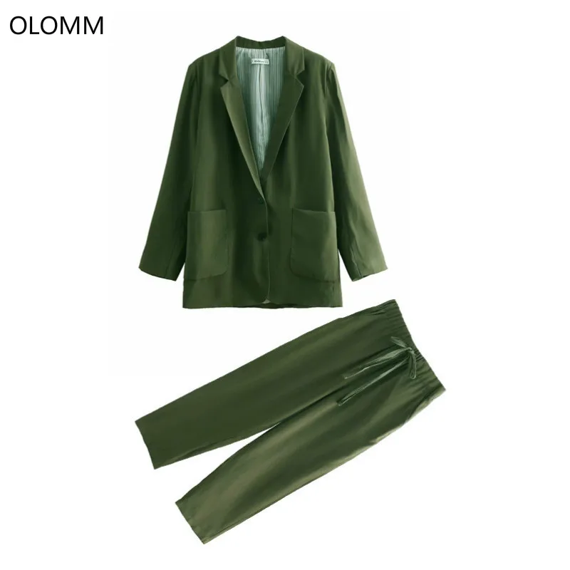 Костюм женский брючный костюм осень 2019 Новый модный однотонный свободный куртка