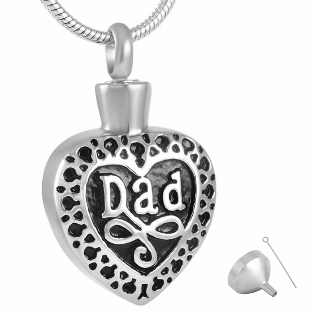 

MJD8374 Dad Heart Cremation Jewelry Keepsake Memorial Pendant Urn Necklace Ashes Holder