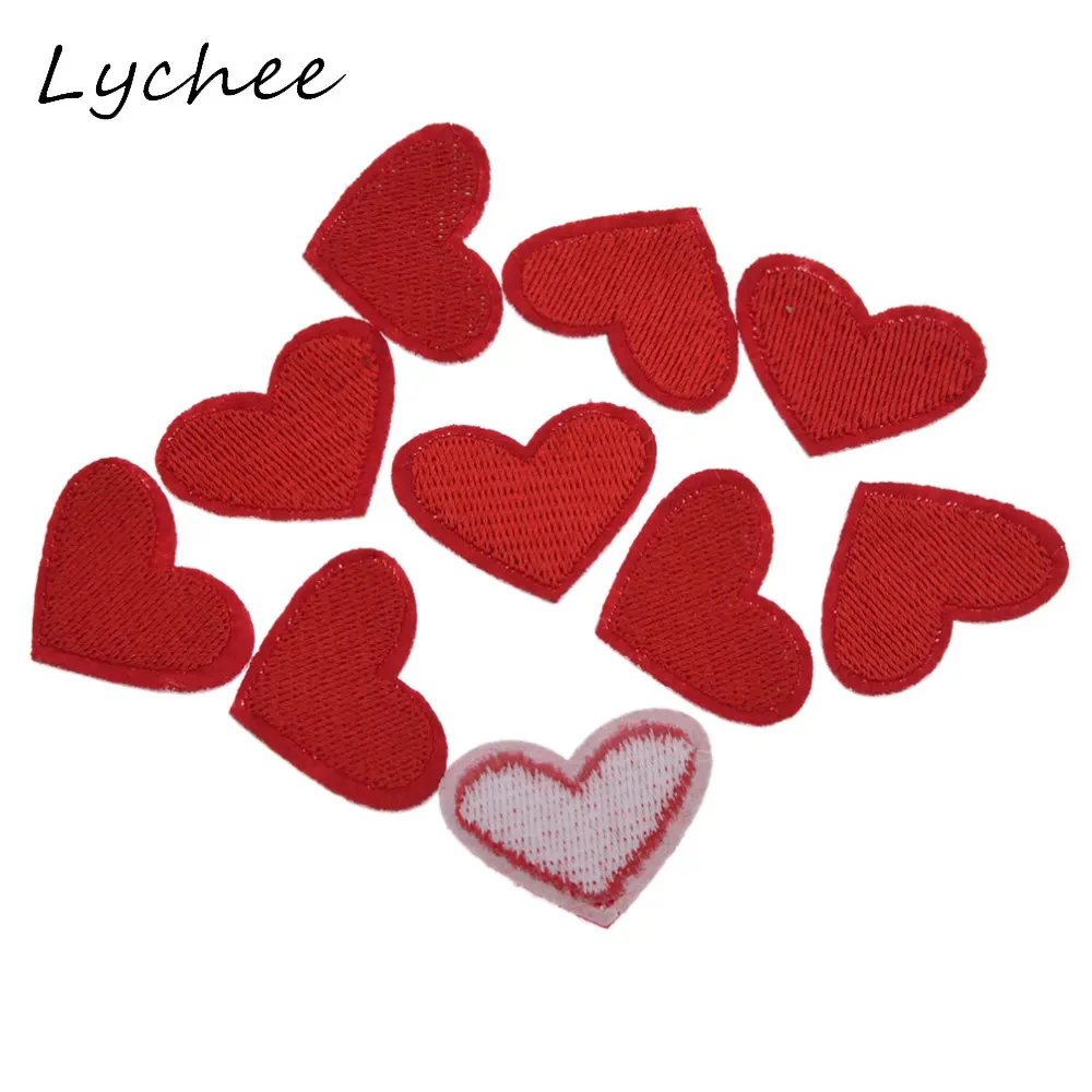 Lychee 10 шт. новинка вышивка красное сердце нашивка для школьных сумок джинсов