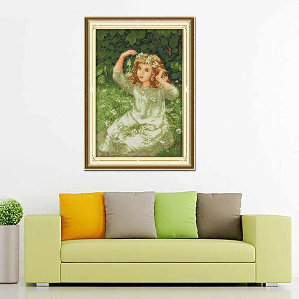 Joy Sunday Abeautiful girl в гирлянде наборы для вышивки крестиком ручной работы сделать вышивку с диаграммой