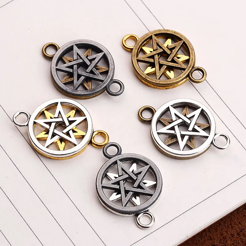 Двухсторонние Подвески с пентаграммой для браслетов DIY фурнитура и компоненты