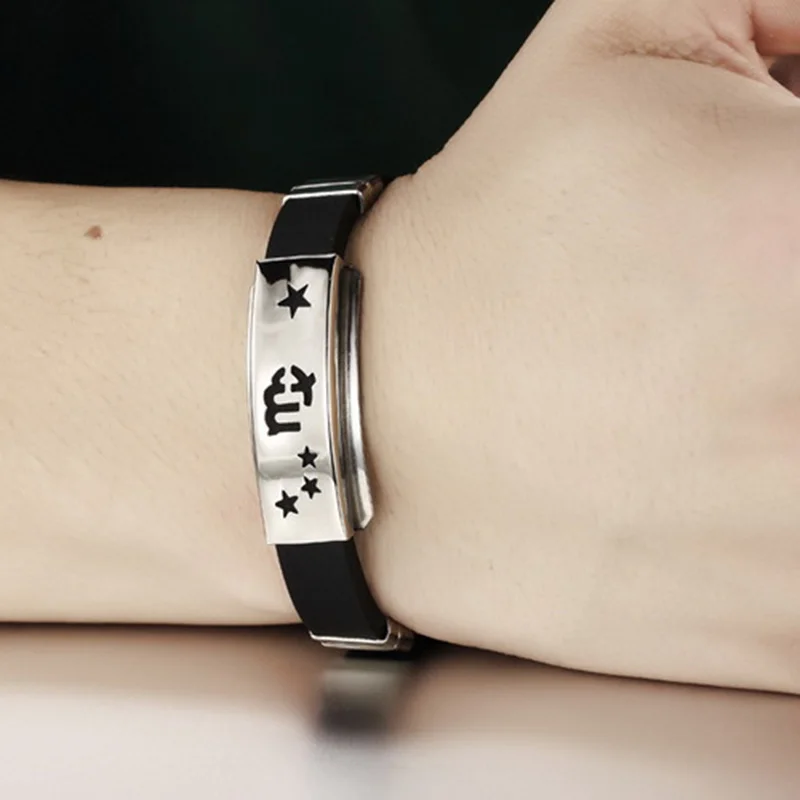 12 Созвездие Знак зодиака браслет Винтаж Звезда серебряного цвета Шарм для мужчин